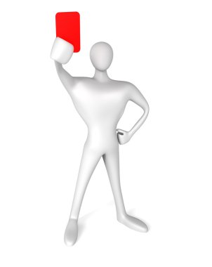 3d referee showing a red card clipart