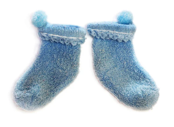 Дитячі сині шкарпетки ізольовані на білому — стокове фото