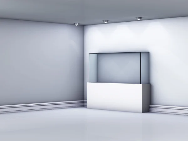 Escaparate de vidrio vacío en la galería —  Fotos de Stock