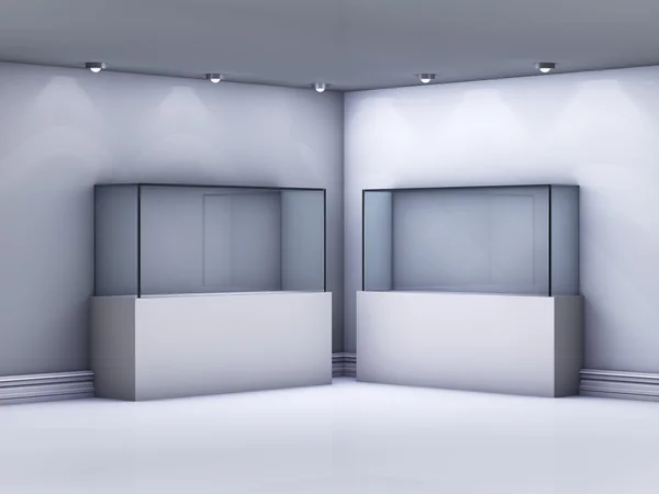 Пустые витрины в галерее — стоковое фото