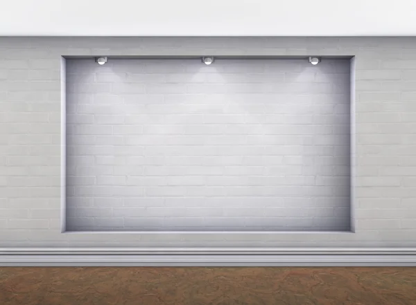 3d nicho vazio com holofotes para exposição na galeria — Fotografia de Stock