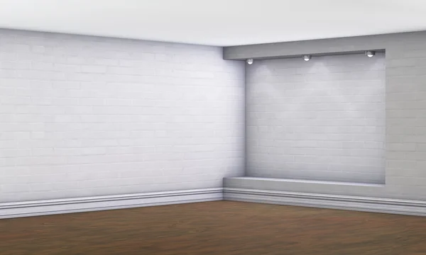 3D Leere Nische mit Scheinwerfern für Ausstellung in der Galerie — Stockfoto