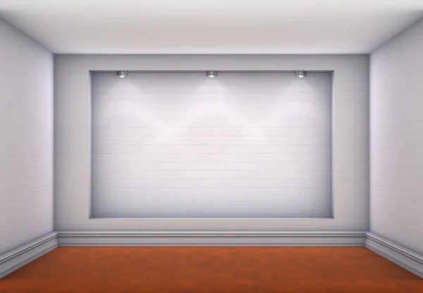 3d ниша с прожекторами для выставки в пустой комнате — стоковое фото