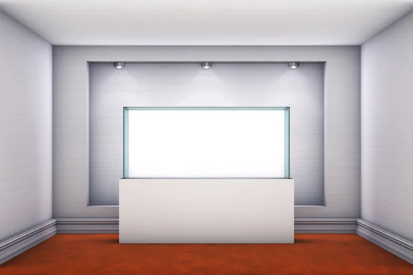3D витрина стекла и ниша с прожекторами для выставки — стоковое фото