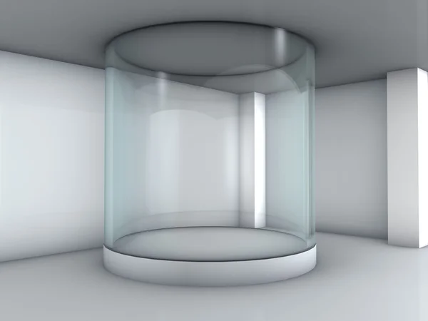 Vitrine de vidro vazio na galeria — Fotografia de Stock