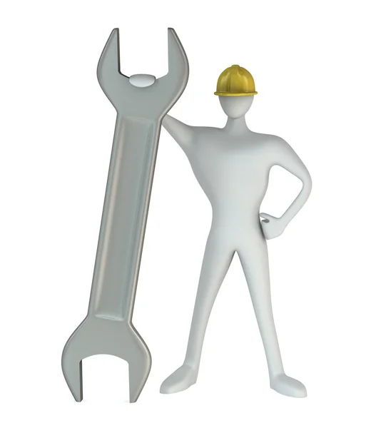 3D człowieka stojącego z klucza — Zdjęcie stockowe