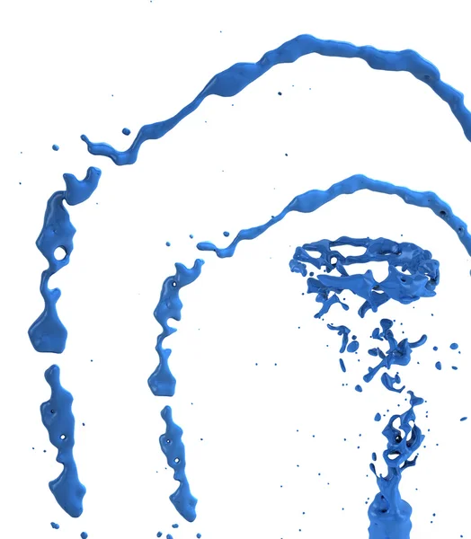 Conjunto de respingo líquido azul e vapores isolados no fundo branco — Fotografia de Stock