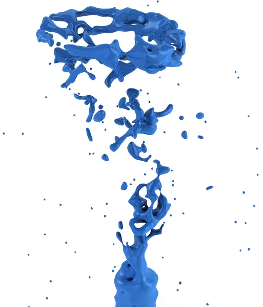 Kék folyékony splash örvény a elszigetelt fehér háttér — Stock Fotó