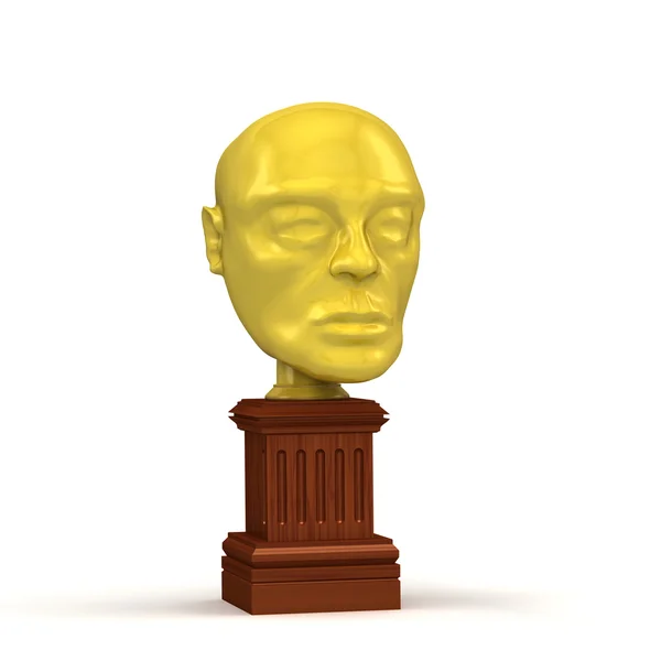 Golden head award isolated on the white background — Stock Photo, Image