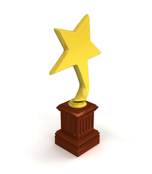 Prêmio estrela dourada isolado no fundo branco — Fotografia de Stock
