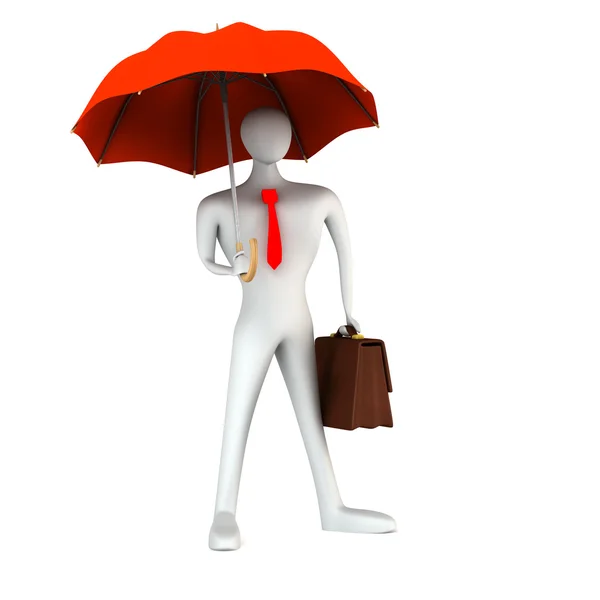 stock image 3d person with briefcase and umbrella