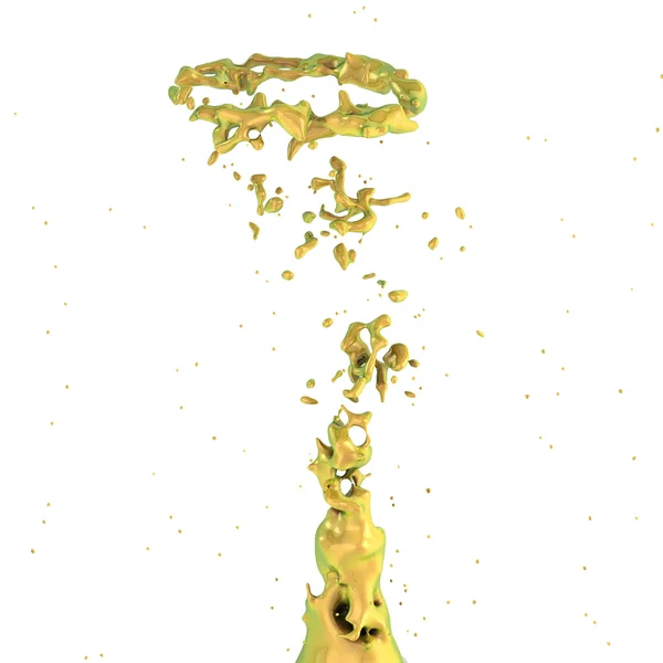 Золотой жидкий всплеск вихря на белом фоне — стоковое фото