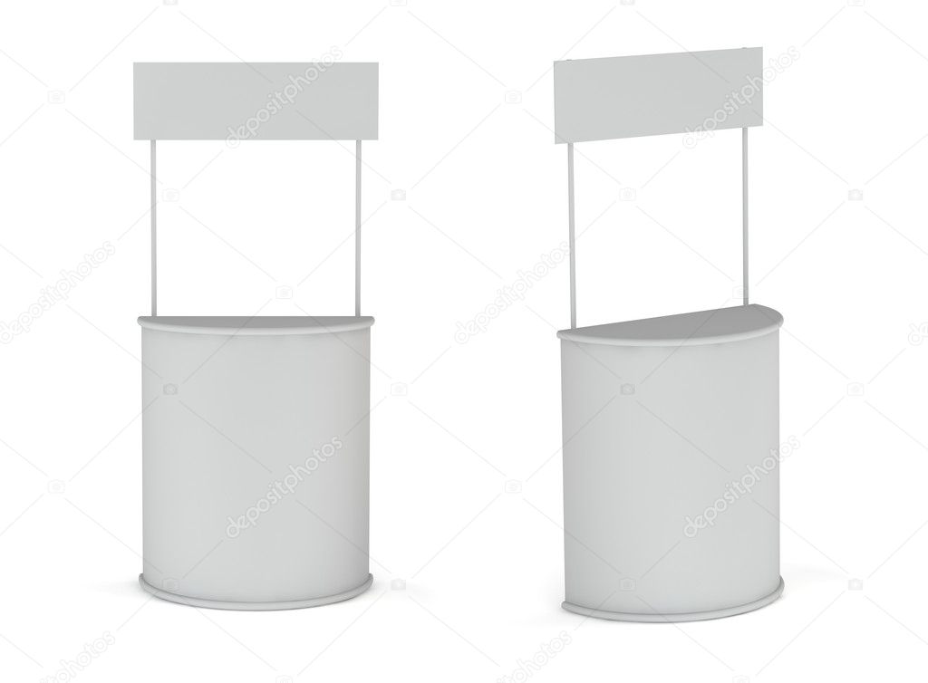 Blank exhibition promotion counters isolated on white