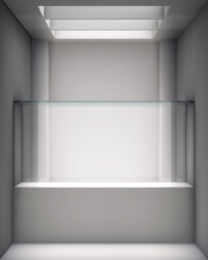 3d glass showcase and niche for exhibit in the gallery clipart