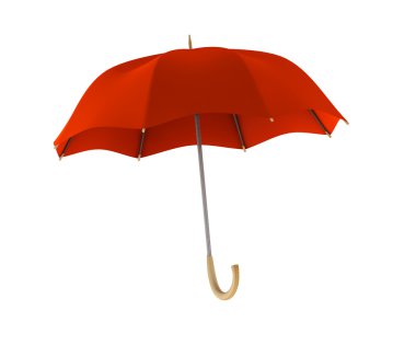 beyaz arkaplanda kırmızı şemsiye
