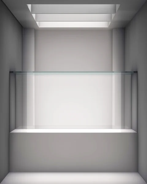 3D витрина стекла и ниша для выставки в галерее — стоковое фото