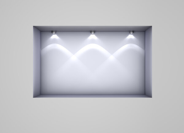 3d empty niche with spotlights for exhibit