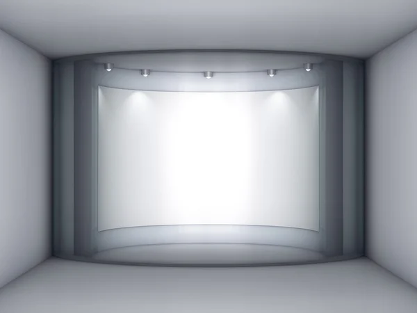 Escaparate de cristal 3d y nicho con proyectores para la exposición en el g —  Fotos de Stock