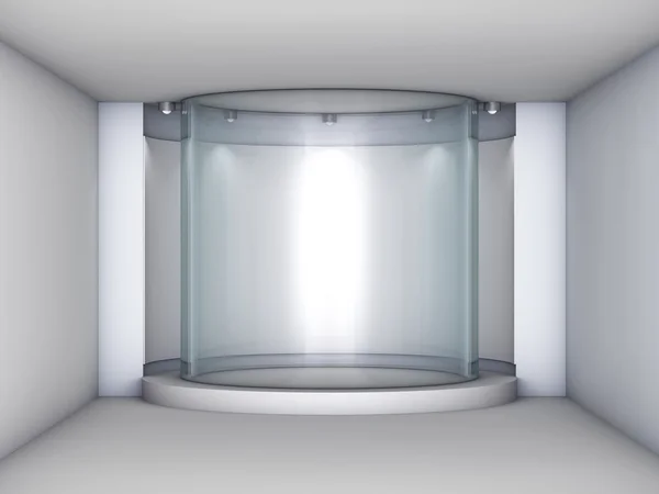 Vitrine en verre 3d et niche avec projecteurs pour exposition dans le g — Photo