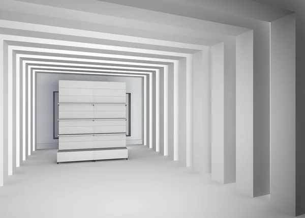 3D står för utställning i grå inre — Stockfoto