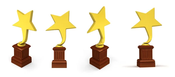 Goldene Stern-Auszeichnungen isoliert auf weißem Hintergrund — Stockfoto