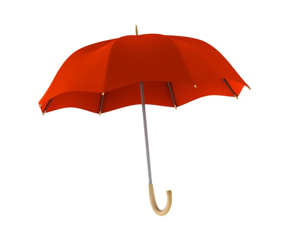 Beyaz arkaplanda kırmızı şemsiye — Stok fotoğraf