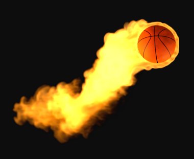 Flying basketball on fire clipart