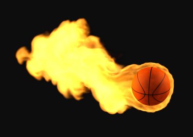 Flying flaming basketball clipart