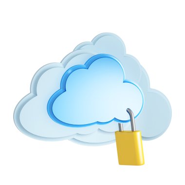 3d cloud computing security concept on a white background clipart