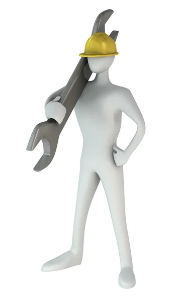 3D muž stojící s klíčem — Stock fotografie