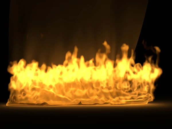 Gouden zijden gordijnen in het vuur — Stockfoto