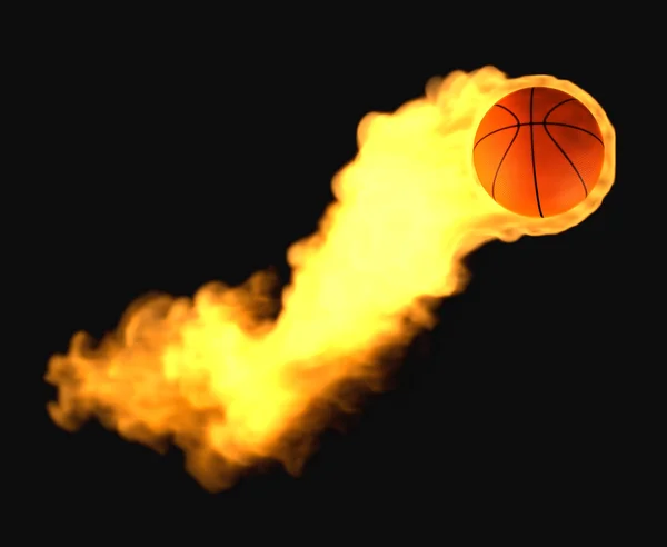 Basquetebol voador em chamas — Fotografia de Stock