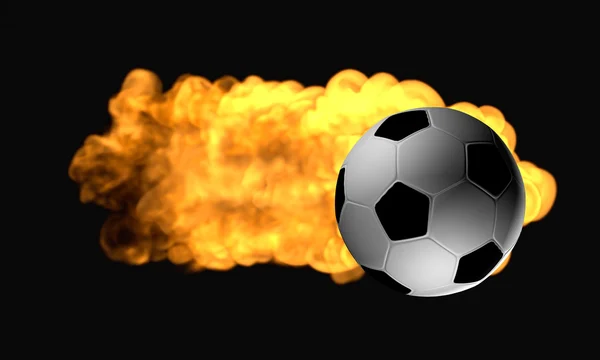 飛ぶ炎のサッカーボール — ストック写真