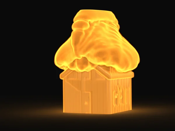 3D-Haus im Brandschutzkonzept — Stockfoto