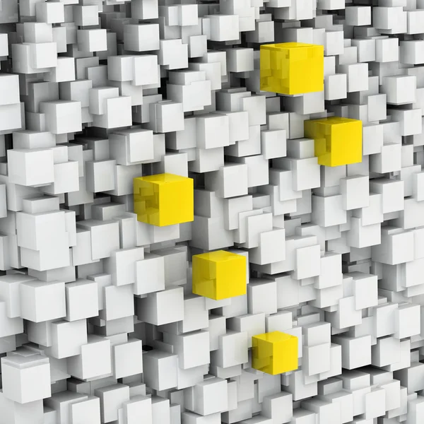 Abstract image with unique golden cubes — Stock Photo, Image