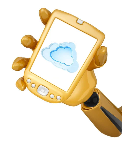 Χρυσό pda με σύννεφο υπολογιστών — Φωτογραφία Αρχείου