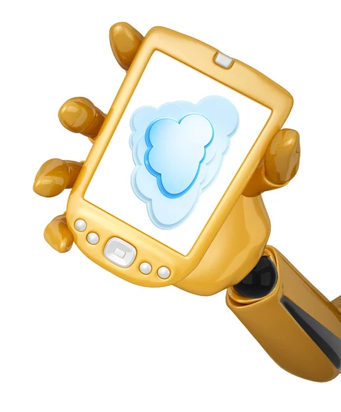 Guld handdator med cloud computing — Stockfoto