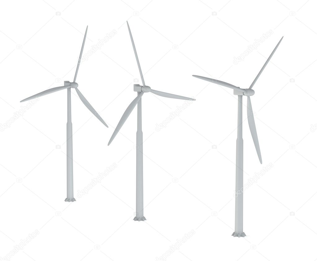 Windmills on a white background