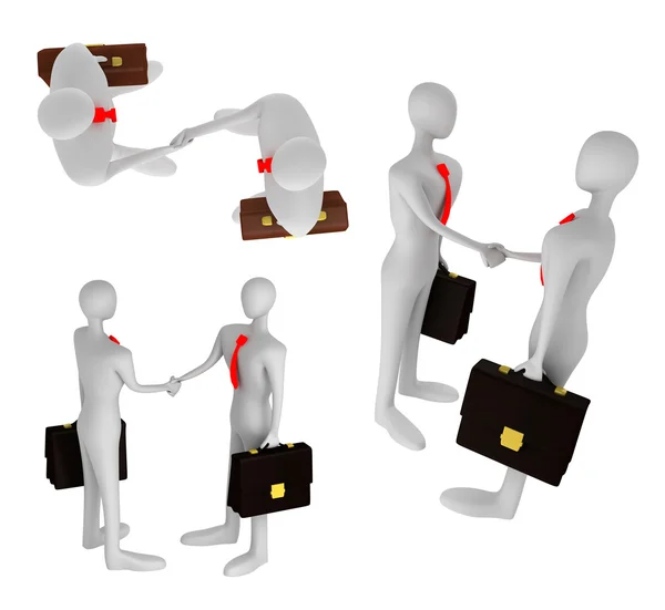 3D persons shaking their hands — Stock Photo, Image