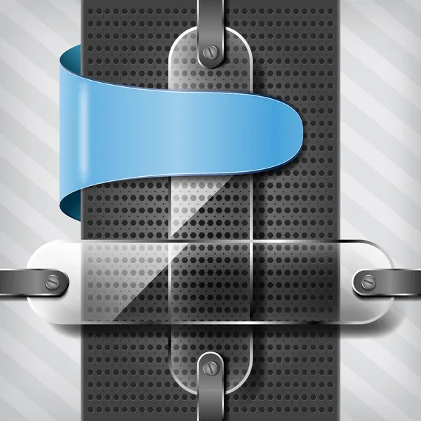 Etiquette bleue avec cadres transparents croisés — Image vectorielle