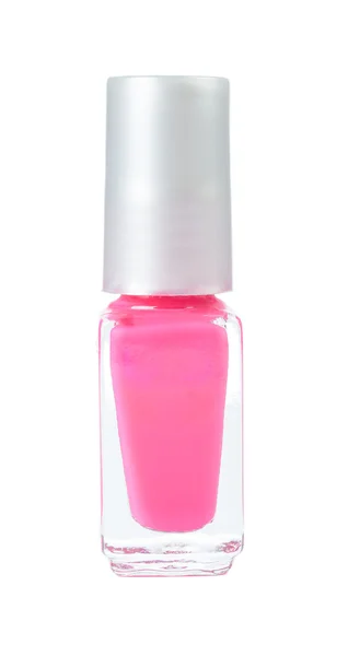 Esmalte de uñas rosa sobre fondo blanco — Foto de Stock