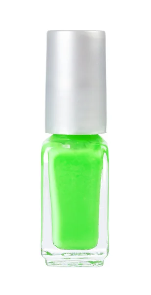 Grönt nagellack på vit bakgrund — Stockfoto