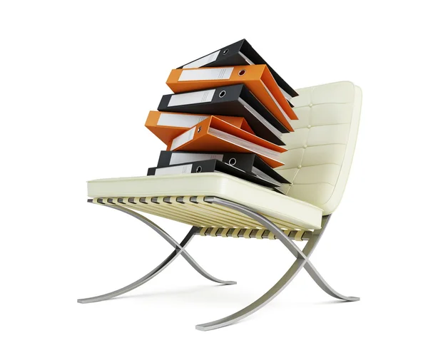 Nowoczesne krzesło i foldery — Zdjęcie stockowe