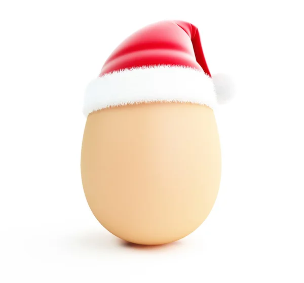 蛋在白色背景上的圣诞老人帽子 — 图库照片