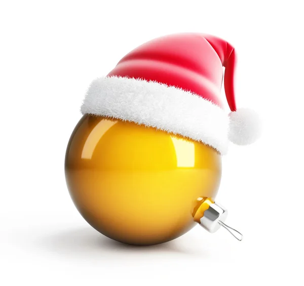 New Year's ball in santa hat — Stockfoto