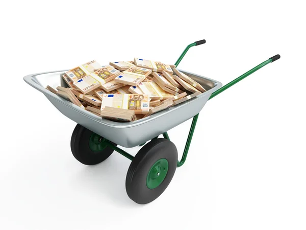 Wheelbarrow full of money — Stock Photo, Image