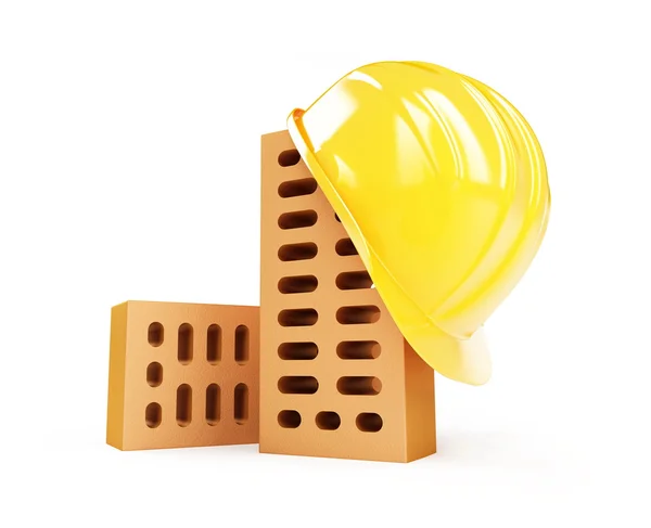 Construction helmet brick — Stock Photo, Image
