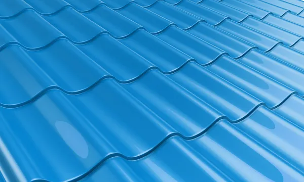 Telha metálica telhado azul — Fotografia de Stock
