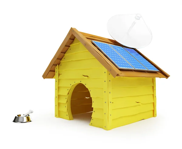 Casa para perros con paneles solares y antena —  Fotos de Stock