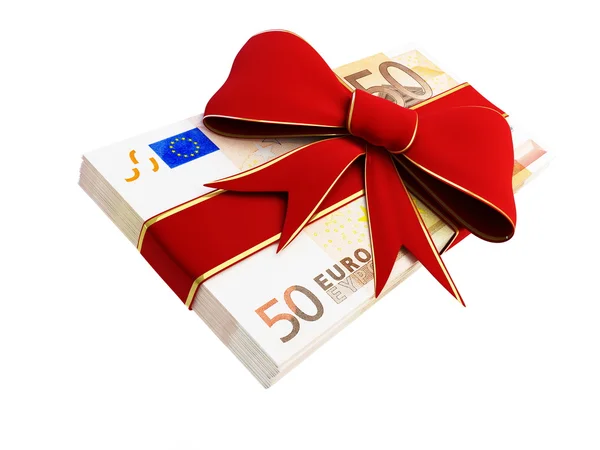 Gift of Money euro on a white background — Stock Photo, Image